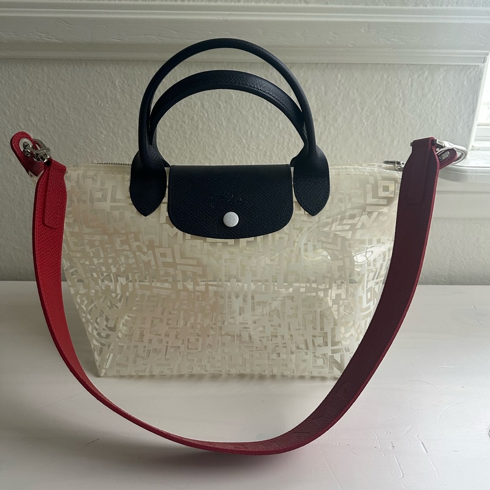 LONGCHAMPS LE PILAGE TRANSPARENT CLEAR MEDIUM LOGO BAG